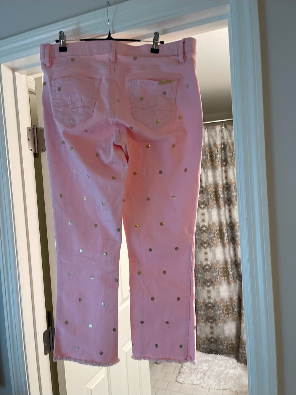 Lilly Pulitzer Pastel Pink Straight-Leg Jeans with Gold Dot Accents - Picture 4 of 5